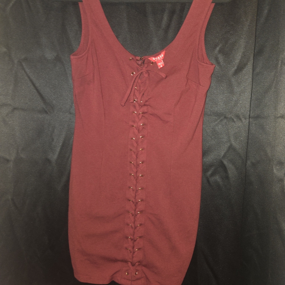 Guess Burgundy Lace-Up Top